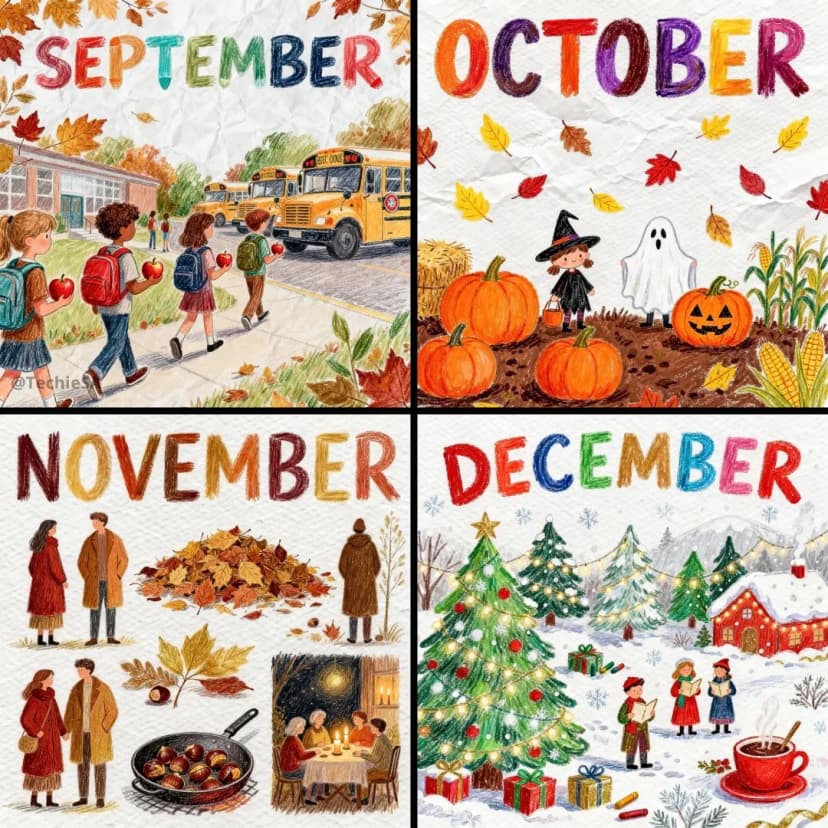 Colorful crayon and colored-pencil drawing