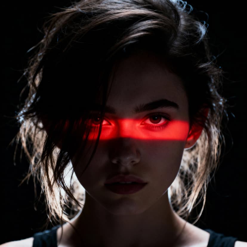 Dramatic studio portrait with red light