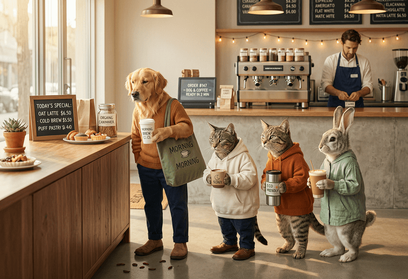 Animals Buying Coffee - Wan 2.7 Text-to-Image